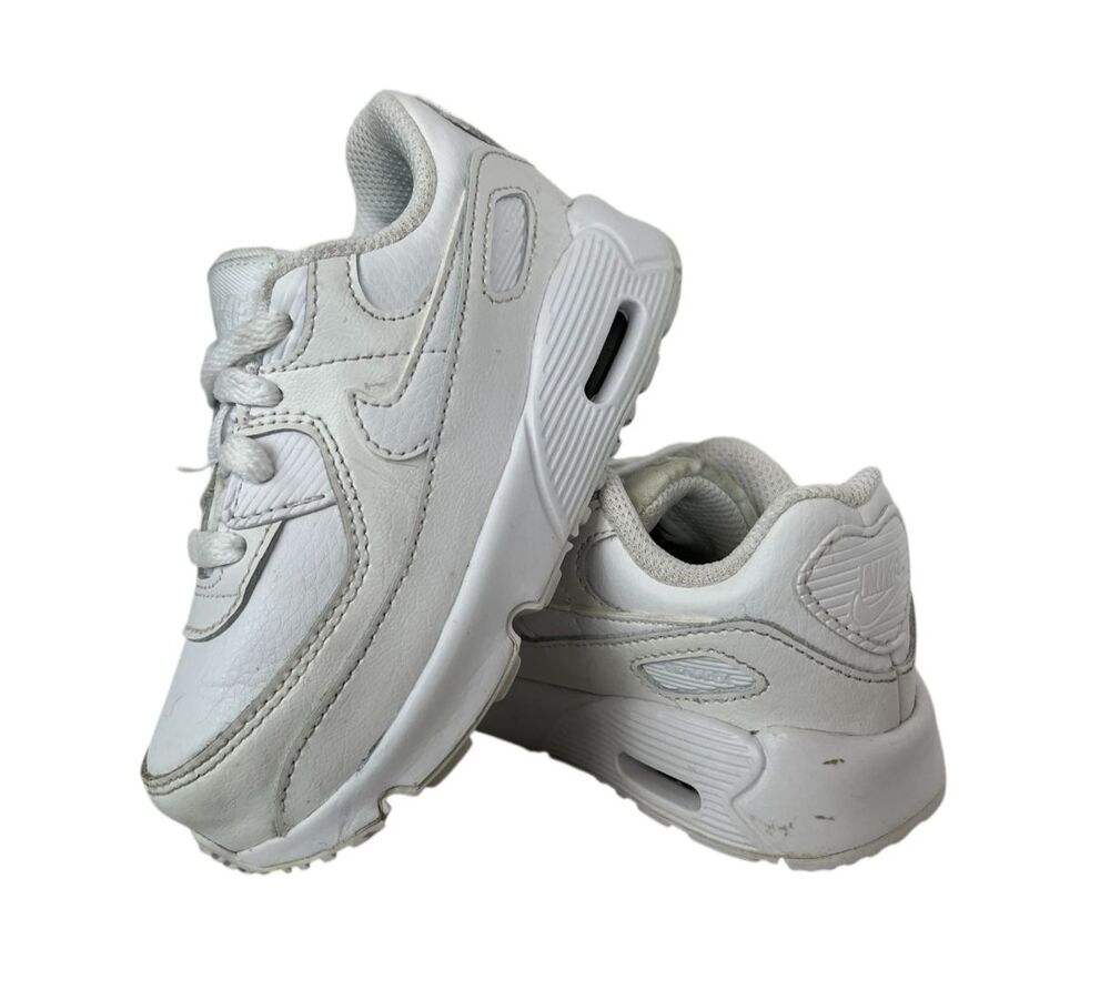 Nike Air Max 90 Triple White Athletic Sneaker Toddler Shoes Size 7c